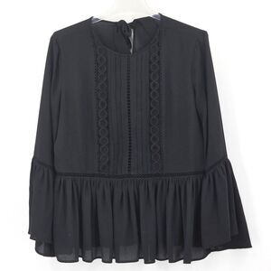 Ann Taylor Embroidered Top Size Small Black Whimsigoth Dark Fairy Romantic Boho